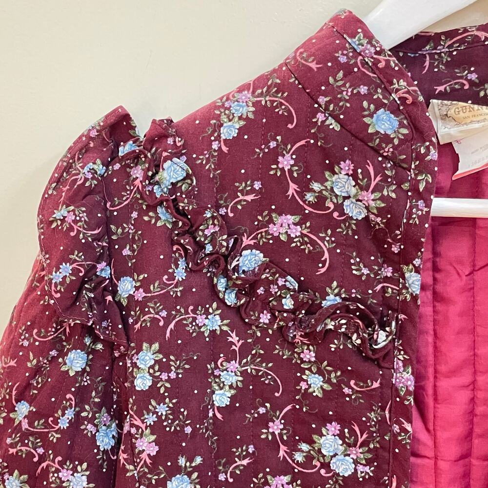 Gunne Sax Jessicas Gunnies Vintage 70s Purple Floral Quilted Prairie Jacket Sz L - Picture 4 of 9